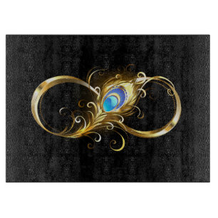 Unendlichkeit mit Golden Peacock Feather Schneidebrett