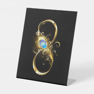 Unendlichkeit mit Golden Peacock Feather Sockelschild