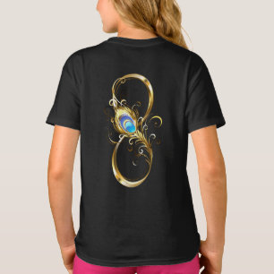 Unendlichkeit mit Golden Peacock Feather T-Shirt