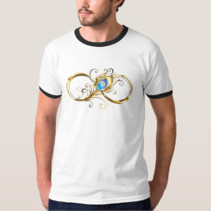 Unendlichkeit mit Golden Peacock Feather T-Shirt