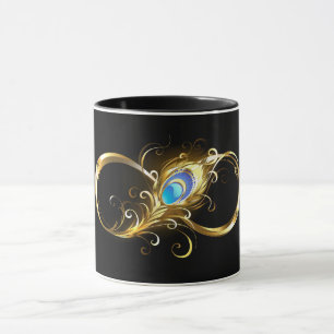 Unendlichkeit mit Golden Peacock Feather Tasse