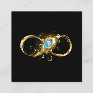 Unendlichkeit mit Golden Peacock Feather Telefonnummerkarte