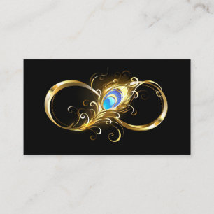 Unendlichkeit mit Golden Peacock Feather Terminkarte