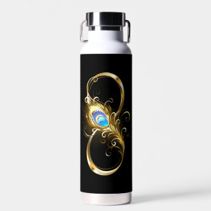 Unendlichkeit mit Golden Peacock Feather Trinkflasche
