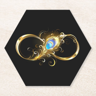 Unendlichkeit mit Golden Peacock Feather Untersetzer