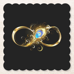Unendlichkeit mit Golden Peacock Feather Untersetzer