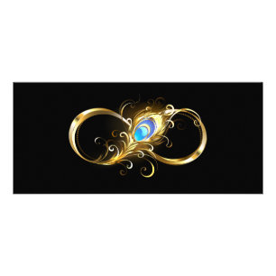 Unendlichkeit mit Golden Peacock Feather Werbekarte