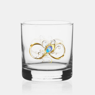Unendlichkeit mit Golden Peacock Feather Whiskyglas