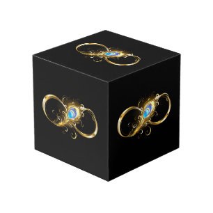 Unendlichkeit mit Golden Peacock Feather Würfel