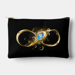 Unendlichkeit mit Golden Peacock Feather Zubehörtasche