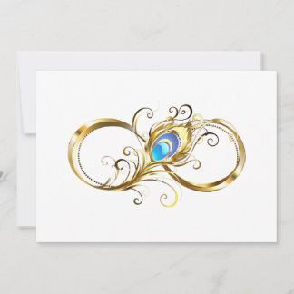 Unendlichkeit mit goldenem Pfauenfeder Einladung