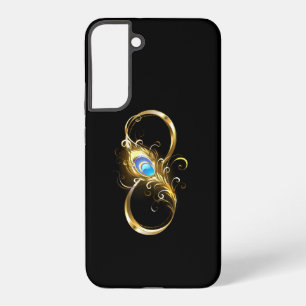 Unendlichkeit mit goldenem Pfauenfeder Samsung Galaxy Hülle