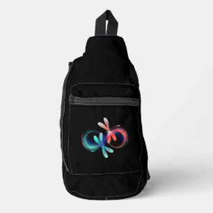 Unendlichkeit mit leuchtenden Libellen Crossbody Bag