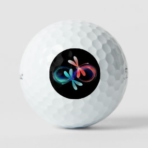 Unendlichkeit mit leuchtenden Libellen Golfball