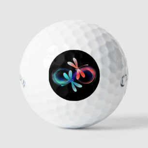 Unendlichkeit mit leuchtenden Libellen Golfball