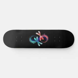 Unendlichkeit mit leuchtenden Libellen Skateboard