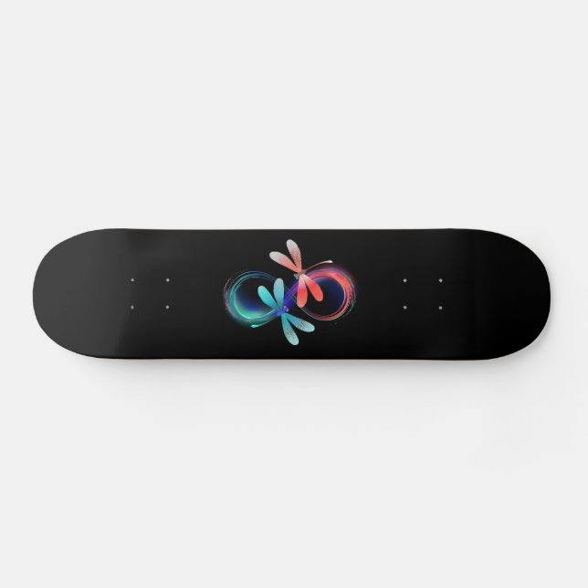 Unendlichkeit mit leuchtenden Libellen Skateboard (Horizontal)