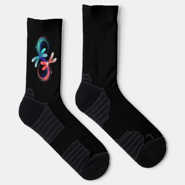 Unendlichkeit mit leuchtenden Libellen Socken (Rechts)