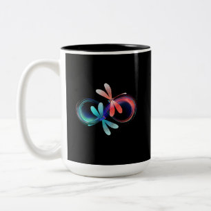 Unendlichkeit mit leuchtenden Libellen Zweifarbige Tasse