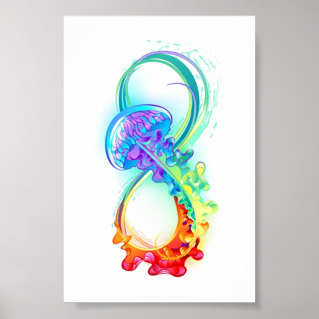 Unendlichkeit mit Regenbogenqualle Poster (Vorne)