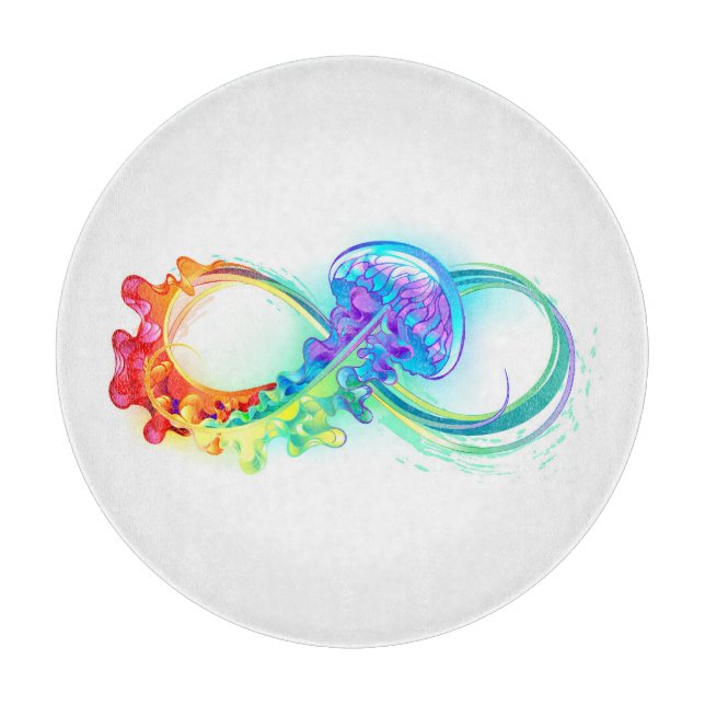 Unendlichkeit mit Regenbogenqualle Schneidebrett (Vorderseite)