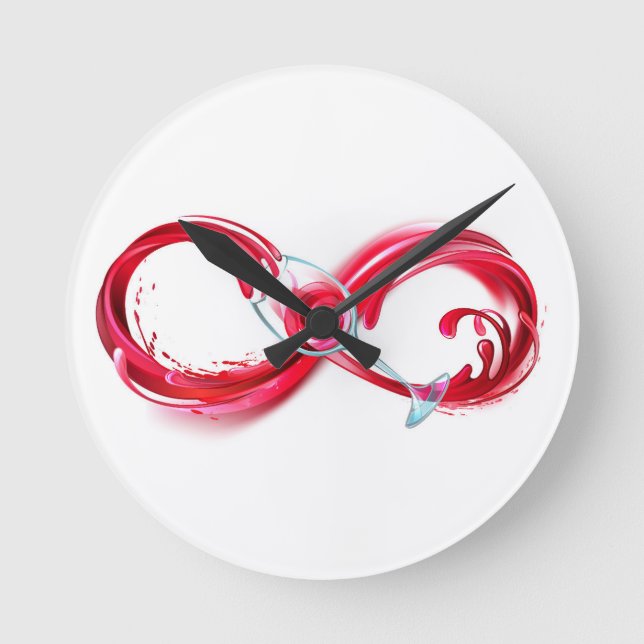 Unendlichkeit mit Rotem Wein Runde Wanduhr (Vorderseite)