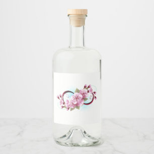 Unendlichkeit mit Sakura Blossom-Blume Alkoholflaschenetikett