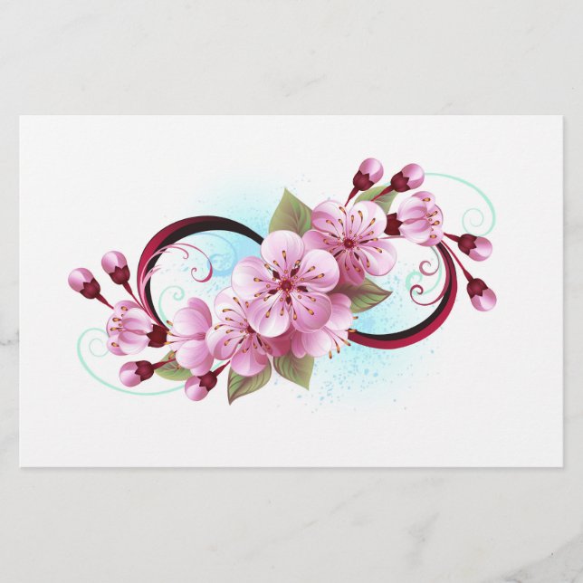 Unendlichkeit mit Sakura Blossom-Blume Briefpapier (Vorderseite)