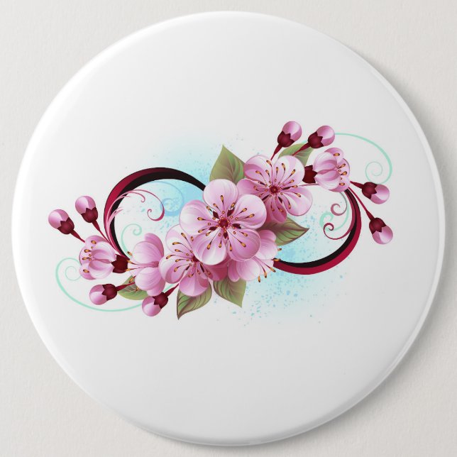 Unendlichkeit mit Sakura Blossom-Blume Button (Vorderseite)