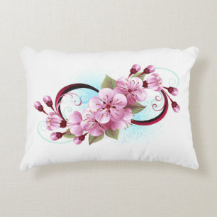 Unendlichkeit mit Sakura Blossom-Blume Dekokissen