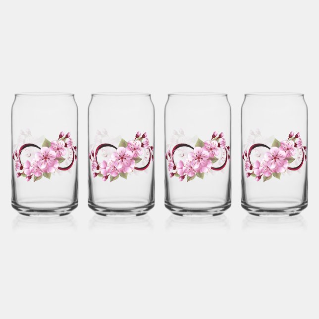 Unendlichkeit mit Sakura Blossom-Blume Dosenglas (Vorderseite)