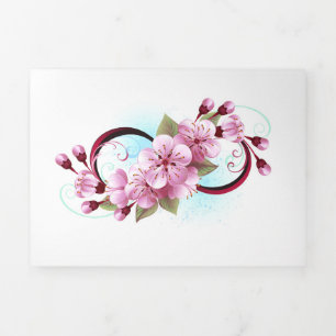 Unendlichkeit mit Sakura Blossom-Blume Dreifach Gefaltete Karte