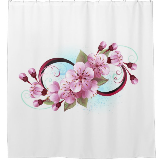 Unendlichkeit mit Sakura Blossom-Blume Duschvorhang (Vorderseite)