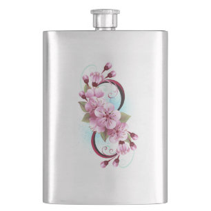 Unendlichkeit mit Sakura Blossom-Blume Flachmann