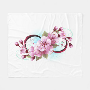 Unendlichkeit mit Sakura Blossom-Blume Fleecedecke