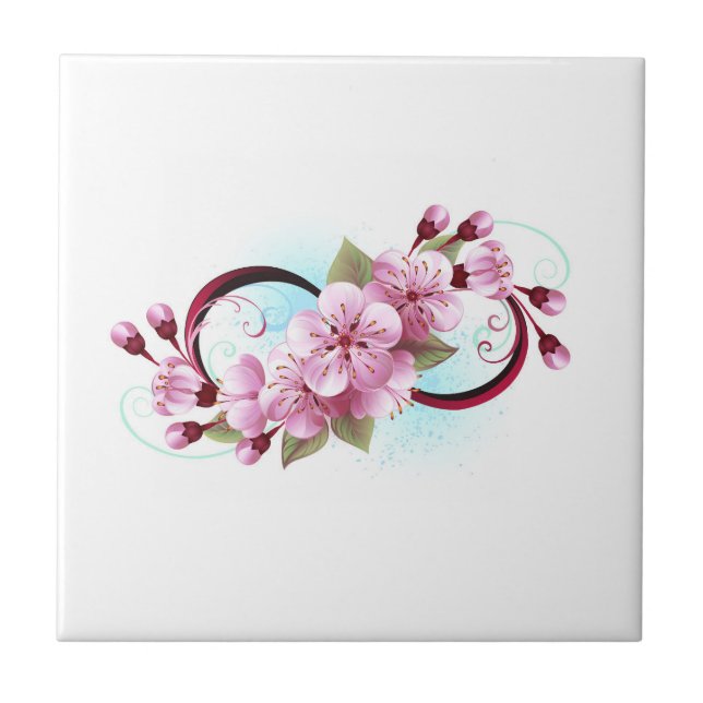 Unendlichkeit mit Sakura Blossom-Blume Fliese (Vorderseite)