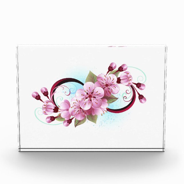 Unendlichkeit mit Sakura Blossom-Blume Fotoblock (Vorderseite)