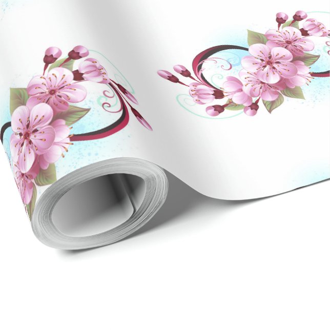 Unendlichkeit mit Sakura Blossom-Blume Geschenkpapier (Rolleneckpunkt)