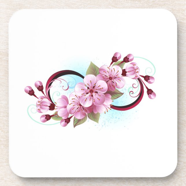Unendlichkeit mit Sakura Blossom-Blume Getränkeuntersetzer (Vorderseite)