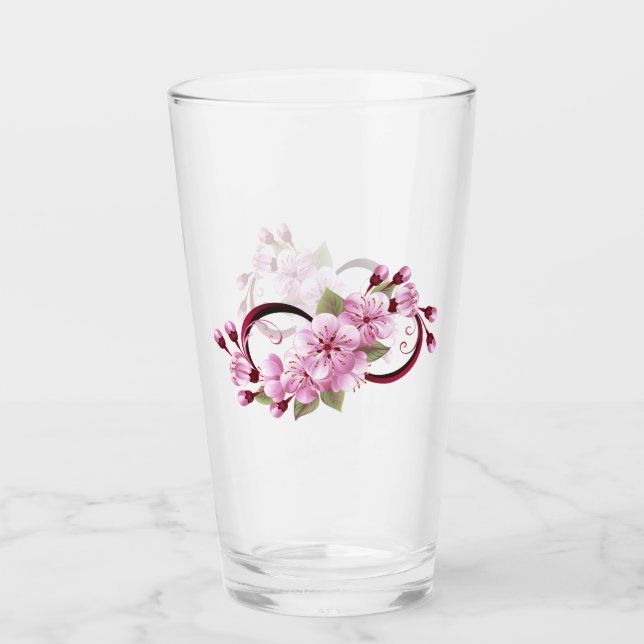 Unendlichkeit mit Sakura Blossom-Blume Glas (Vorderseite)