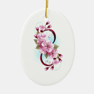 Unendlichkeit mit Sakura Blossom-Blume Keramik Ornament