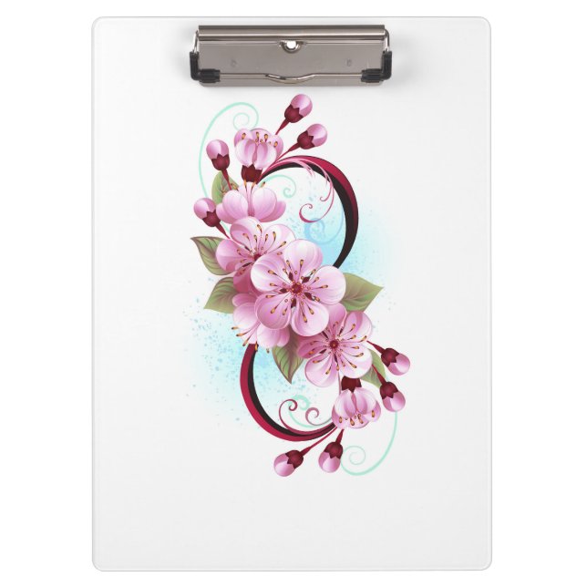 Unendlichkeit mit Sakura Blossom-Blume Klemmbrett (Vorderseite)