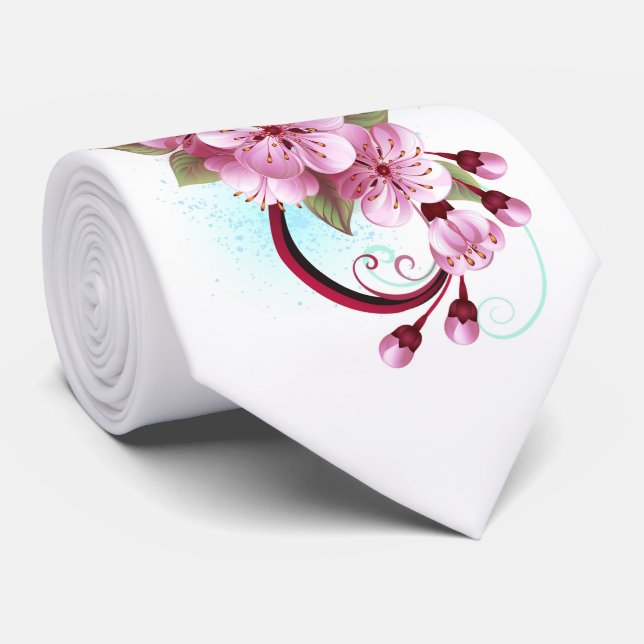 Unendlichkeit mit Sakura Blossom-Blume Krawatte (Gerollt)