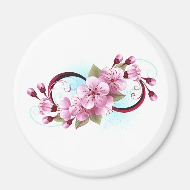 Unendlichkeit mit Sakura Blossom-Blume Magnet (Vorne)