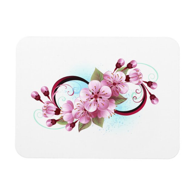 Unendlichkeit mit Sakura Blossom-Blume Magnet (Horizontal)
