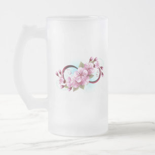 Unendlichkeit mit Sakura Blossom-Blume Mattglas Bierglas