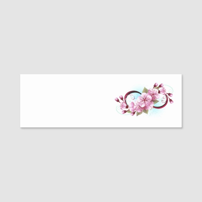 Unendlichkeit mit Sakura Blossom-Blume Namensschild (Vorderseite)