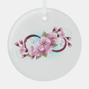 Unendlichkeit mit Sakura Blossom-Blume Ornament Aus Glas