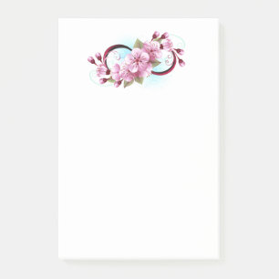 Unendlichkeit mit Sakura Blossom-Blume Post-it Klebezettel