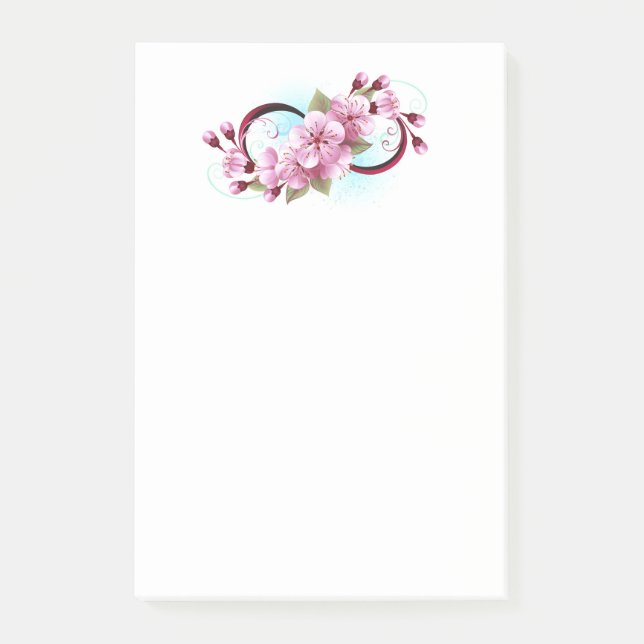 Unendlichkeit mit Sakura Blossom-Blume Post-it Klebezettel (Vorderseite)